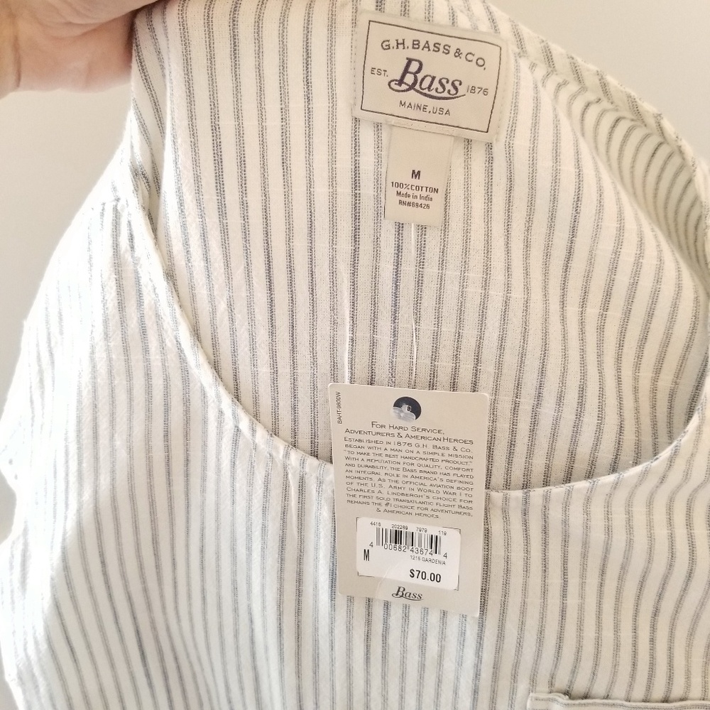 NEW GH Bass & Co Cotton Striped Tie Waist Dress M - Picture 2 of 7
